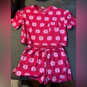 NWT!! Pink Flower Terry cloth Set
